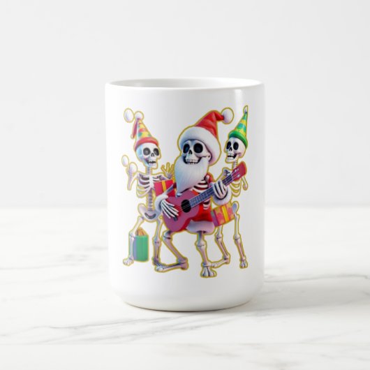 **Skeleton 3D Christm Santa Party – Funnyas Skelet Kaffeetasse (Mittel)