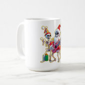 **Skeleton 3D Christm Santa Party – Funnyas Skelet Kaffeetasse (Vorderseite Links)