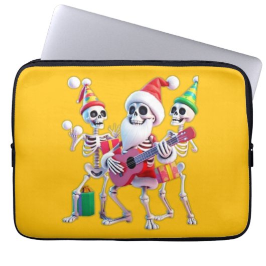 **Skeleton 3D Christm Santa Party – Funnyas Skelet Laptopschutzhülle (Vorderseite)