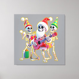 **Skeleton 3D Christm Santa Party – Funnyas Skelet Leinwanddruck