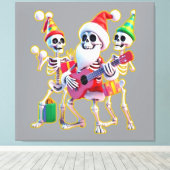 **Skeleton 3D Christm Santa Party – Funnyas Skelet Leinwanddruck (Insitu (Holzboden))