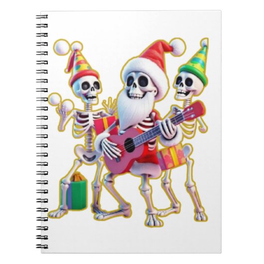 **Skeleton 3D Christm Santa Party – Funnyas Skelet Notizblock (Vorderseite)