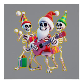 **Skeleton 3D Christm Santa Party – Funnyas Skelet Poster