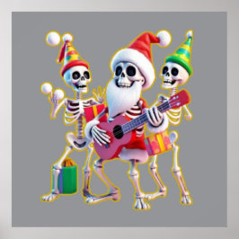 **Skeleton 3D Christm Santa Party – Funnyas Skelet Poster