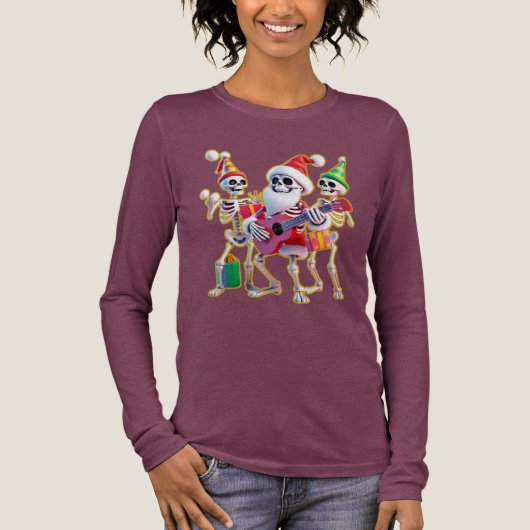 **Skeleton 3D Christm Santa Party – Funnyas Skelet Tri-Blend Shirt (Vorderseite)