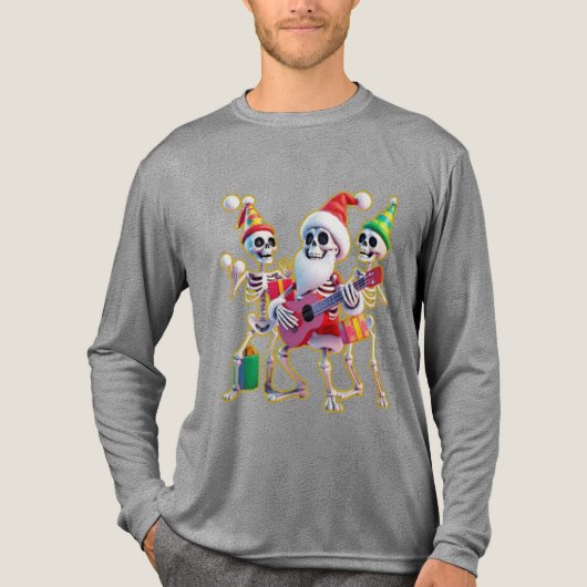 **Skeleton 3D Christm Santa Party – Funnyas Skelet Tri-Blend Shirt (Vorderseite)