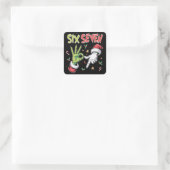 Skeleton 6 7 Christmas Six Seven Meme Xmas Quadratischer Aufkleber (Tasche)