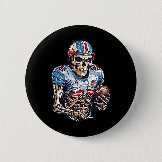 Skeleton American Football Player Halloween Graphi Button (Vorderseite)