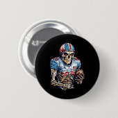 Skeleton American Football Player Halloween Graphi Button (Vorne & Hinten)