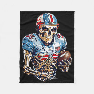 Skeleton American Football Player Halloween Graphi Fleecedecke