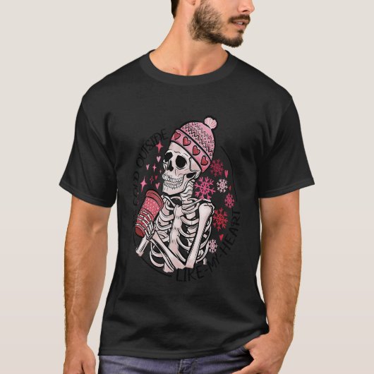 Skeleton Anti-Valentinstag mit Kaffee T-Shirt (Vorderseite)