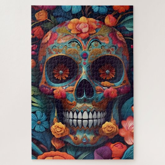 Skeleton Art Muerto Fest Dio Los Muertos Unlängst Puzzle (Vertikal)