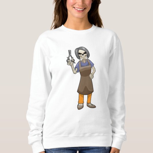 Skeleton as Hairdresser with Scissors Sweatshirt (Vorderseite)