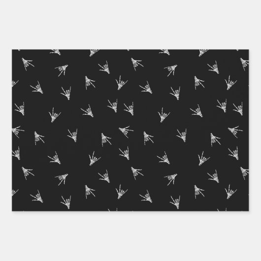 Skeleton ASL ILY Händlerpapier Geschenkpapier Set (Vorderseite)