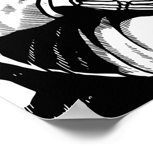 Skeleton Astronaut Moon Space Exploration Poster (Ecke)