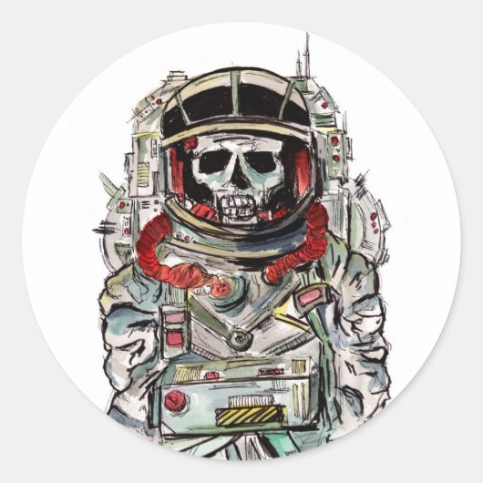 Skeleton Astronaut Runder Aufkleber (Vorderseite)