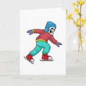 Skeleton at Ice skating with Ice skates Karte (Gelbe Blume)