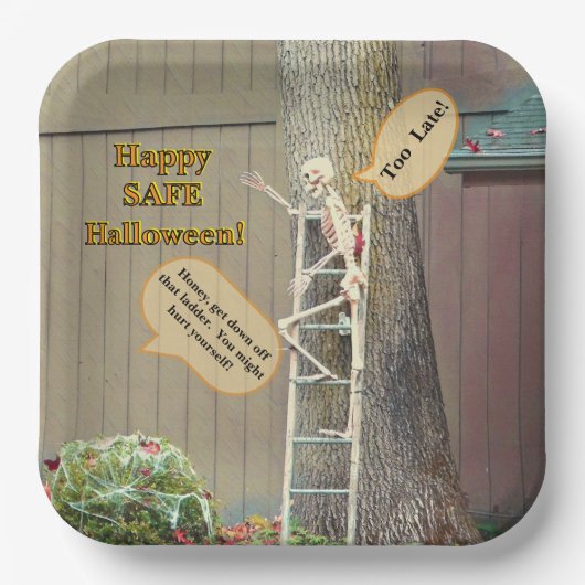 SKELETON AUF LADDER/EHEFRAU PAPPTELLER (Vorderseite)