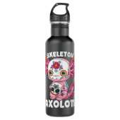 Skeleton Axolotl Sugar Skull Calavera Día De Los M Edelstahlflasche (Vorderseite)