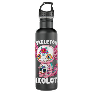 Skeleton Axolotl Sugar Skull Calavera Día De Los M Edelstahlflasche