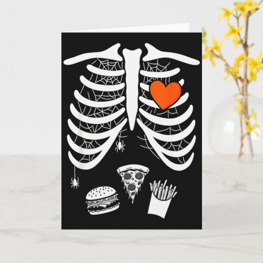 Skeleton Baby Pregnant Xray Rib Cage For Fall Hall Karte (Gelbe Blume)