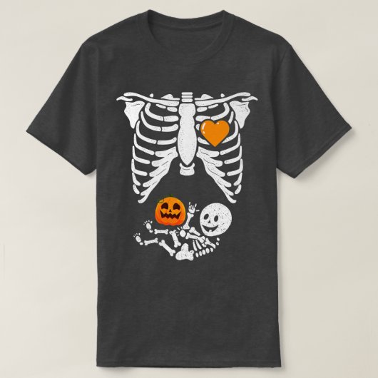 Skeleton Baby Pregnant Xray Rib Cage for Fall Hall T-Shirt (Design vorne)