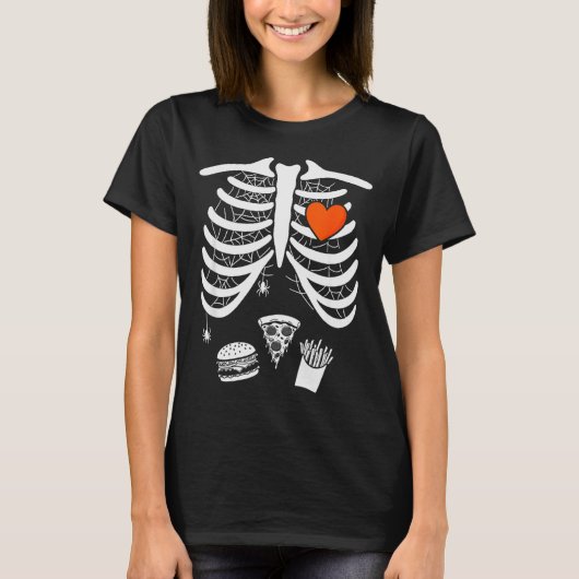 Skeleton Baby Pregnant Xray Rib Cage For Fall Hall T-Shirt (Vorderseite)