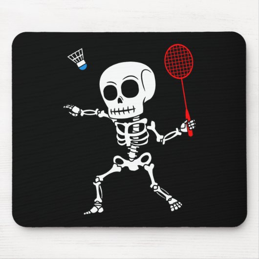 Skeleton Badminton Halloween Smash Shuttle Easy Co Mousepad (Vorne)