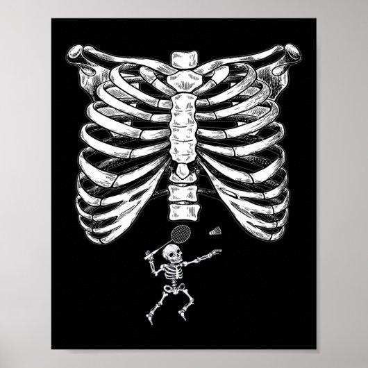 Skeleton Badminton Schwangerschaft Halloween Smash Poster (Vorne)