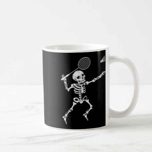 Skeleton Badminton Shirt Halloween Smash Shuttle Kaffeetasse (Rechts)