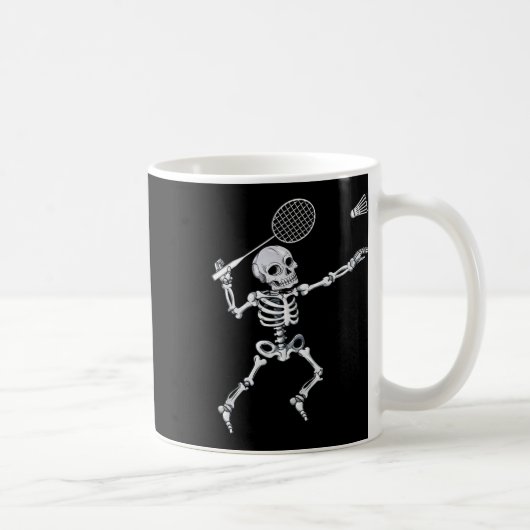 Skeleton Badminton Smash Shuttle Halloween Kaffeetasse (Rechts)