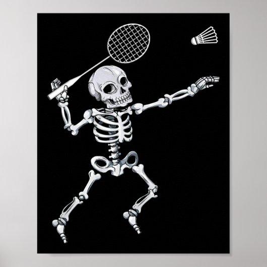 Skeleton Badminton Smash Shuttle Halloween Poster (Vorne)