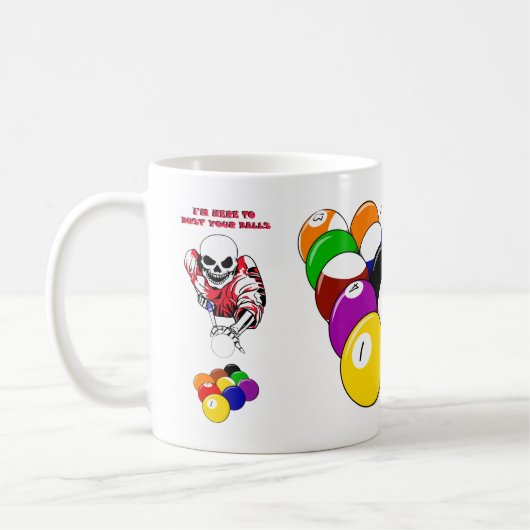 Skeleton Ball Schwimmbad Billard Originelle Kunst Kaffeetasse (Links)