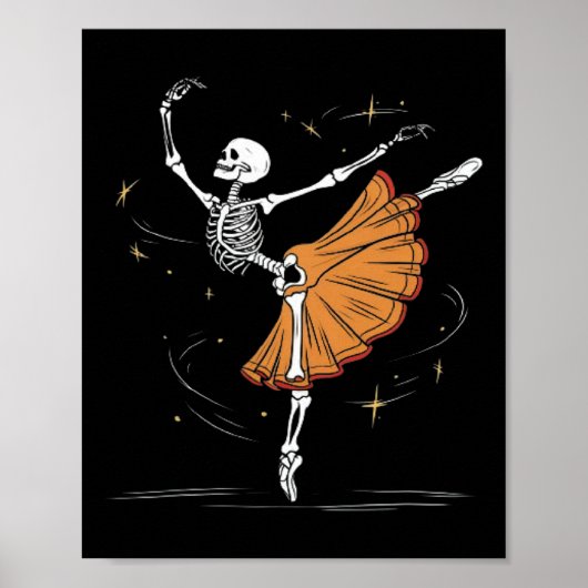 Skeleton Ballerina Ballerina Tanz Halloween Poster (Vorne)