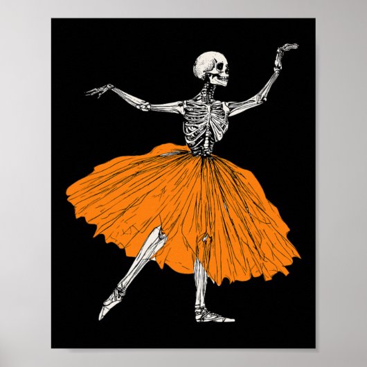 Skeleton Ballerina Dance Tutu Spooky Balletttänzer Poster (Vorne)