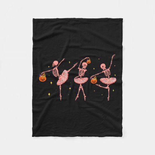 Skeleton Ballerina Halloween Kürbislaterne Dancer Fleecedecke (Vorderseite)