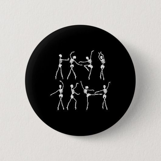 Skeleton Ballerinas Balletttanz Niedlich Halloween Button (Vorderseite)