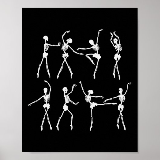 Skeleton Ballerinas Balletttanz Niedlich Halloween Poster (Vorne)