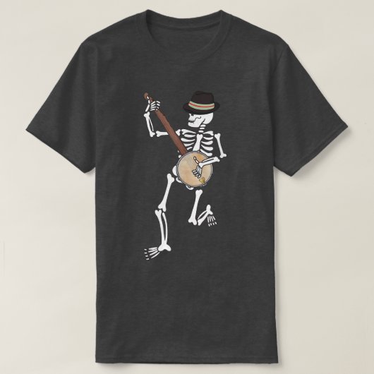 Skeleton Banjo Bluegrass Halloween Folk Music Lieb T-Shirt (Design vorne)