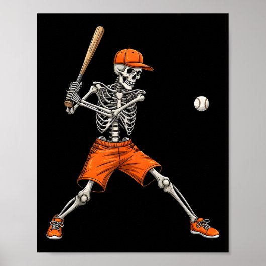 Skeleton Baseball Halloween Kostüm Funny Men Boys Poster (Vorne)