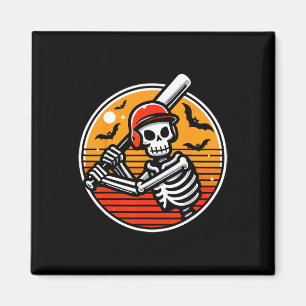 Skeleton Baseball Player Boys Kids Funny Halloween Magnet