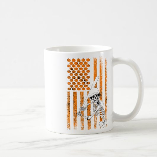 Skeleton Baseball Player Fan Skeleton Halloween Ba Kaffeetasse (Rechts)