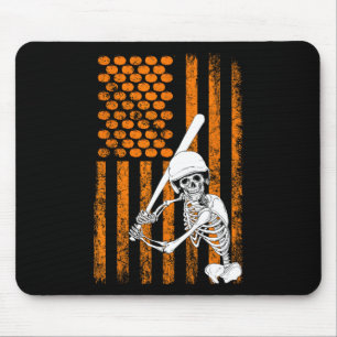 Skeleton Baseball Player Fan Skeleton Halloween Ba Mousepad