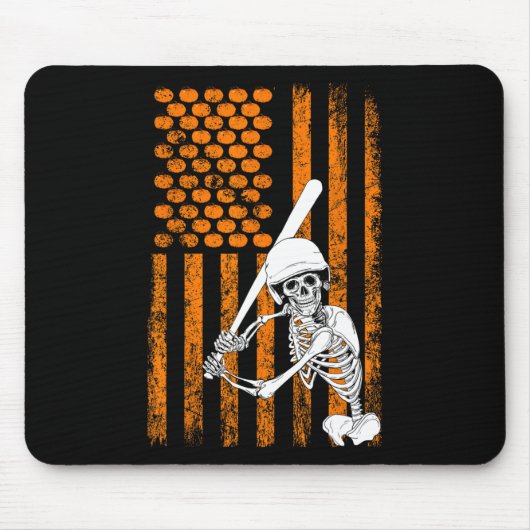Skeleton Baseball Player Fan Skeleton Halloween Ba Mousepad (Vorne)