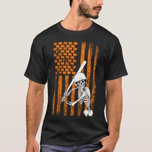 Skeleton Baseball Player Fan Skeleton Halloween Ba T-Shirt (Vorderseite)