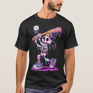 Skeleton Baseball Tropfen Boys Youth Kids Hallowee T-Shirt