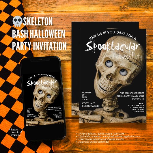 Skeleton Bash Halloween-Party Einladung