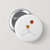 Skeleton Basketball Halloween Pumpkin Slam Dunk Button (Vorne & Hinten)