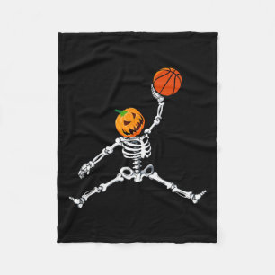 Skeleton Basketball Halloween Pumpkin Slam Dunk Fleecedecke