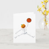 Skeleton Basketball Halloween Pumpkin Slam Dunk Karte (Gelbe Blume)